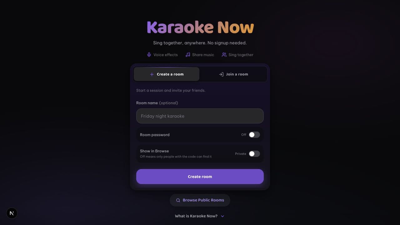Karaoke Now app interface