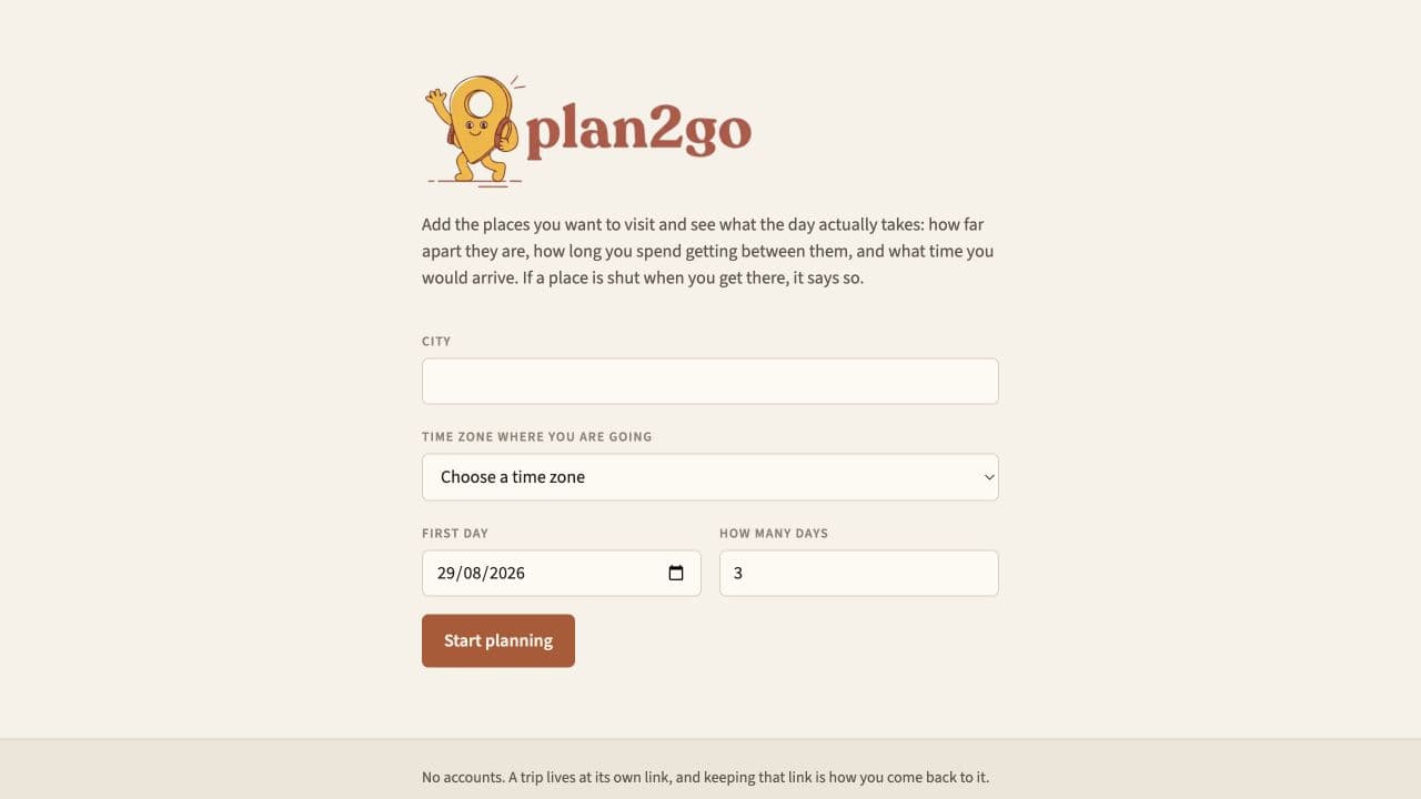 Plan2Go app interface